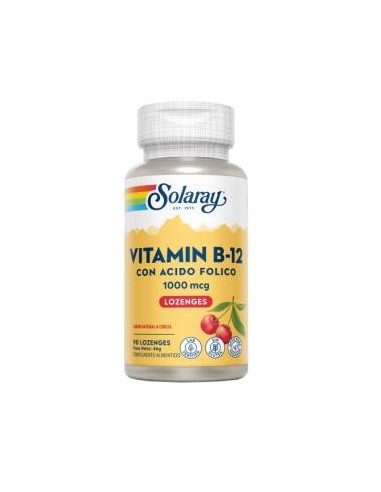 Vit.B12+Acido Fólico 1000 Mcg - 90 Comprimidos Sublinguales de Solaray