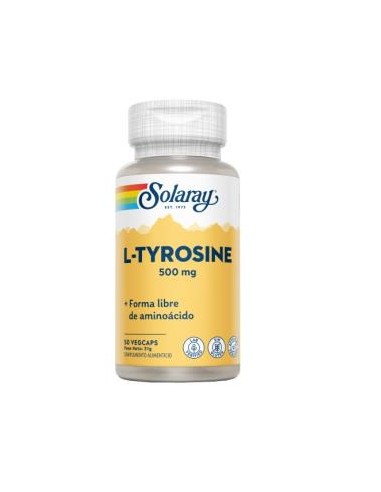 L-Tyrosina 500 mg Solaray - 50 cápsulas vegetales naturales