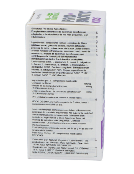 Gi Natural Probiotic Kids 30 Comp. Mastic. de Natures Plus