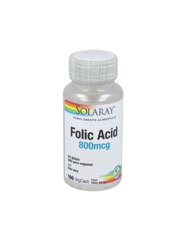 Acido Folico 800Mcg. 100Cap. de Solaray