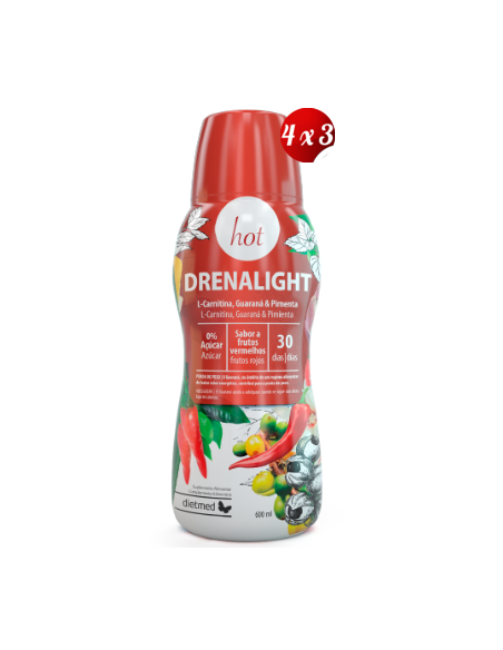 Pack 4x3 uds Drenalight Hot  Solución Oral  600 Ml De Dietmed