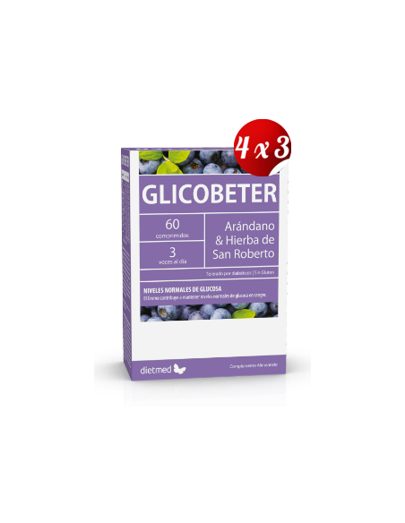 Pack 4x3 uds Glicobeter  60 Comprimidos De Dietmed