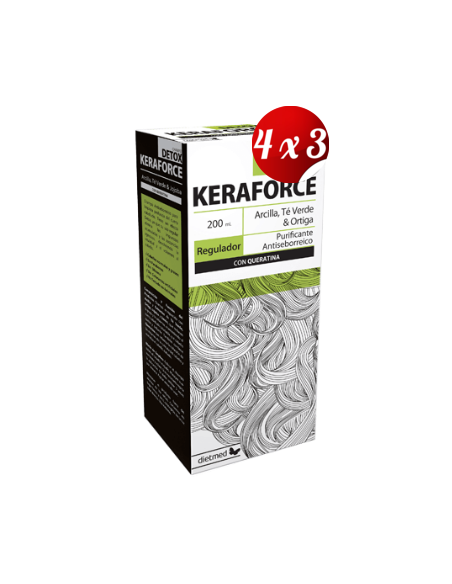 Pack 4x3 uds Keraforce Detox Champú 200 Ml De Dietmed