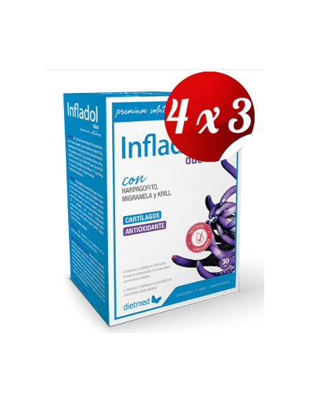 Pack 4x3 uds Infladol Duo Perlas + 30 Perlas +30 Comprimidos De Dietmed