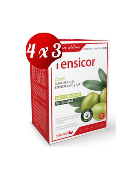 Pack 4x3 uds Tensicor  60 Comprimidos De Dietmed