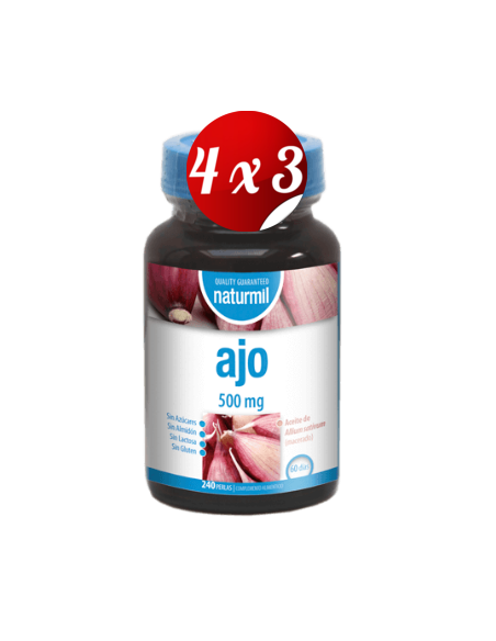 Pack 4x3 uds Ajo 500 Mg Perlas 240 Capsulas De Dietmed