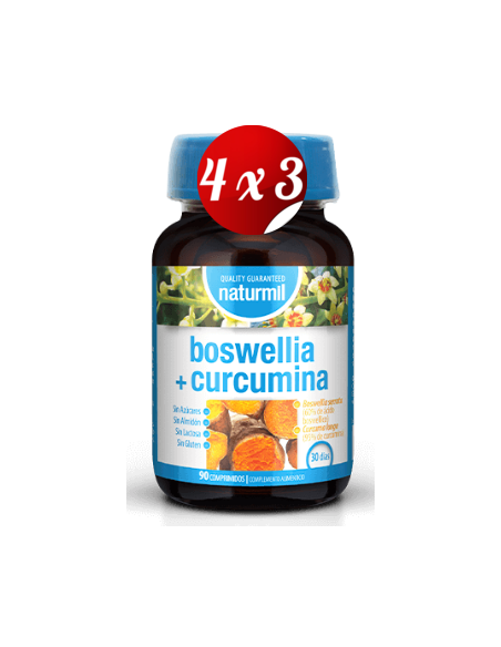 Pack 4x3 uds Boswellia 400 Mg + Curcumina 1 Mg  90 Comprimidos De Dietmed