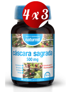 Pack 4x3 uds Cáscara Sagrada 500 Mg  90 Comprimidos De Dietmed