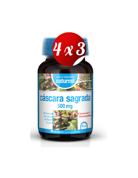 Pack 4x3 uds Cáscara Sagrada 500 Mg  90 Comprimidos De Dietmed