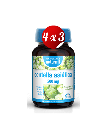 Pack 4x3 uds Centella Asiática 500 Mg  90 Comprimidos De Dietmed