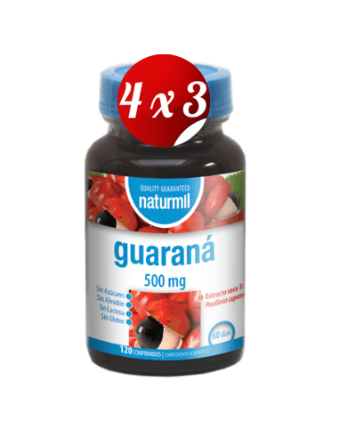 Pack 4x3 uds Guarana 500Mg. 120Comp. de Dietmed