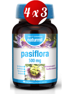 Pack 4x3 uds Pasiflora 500 Mg  90 Comprimidos De Dietmed