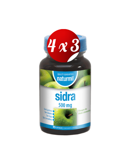 Pack 4x3 uds Sidra (Vinagre De Manzana) 500 Mg  45 Capsulas De Dietmed