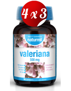 Pack 4x3 uds Valeriana 500 Mg  90 Comprimidos De Dietmed