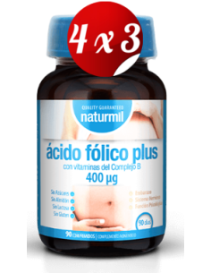 Pack 4x3 uds Ácido Fólico Plus 400 µg  90 Comprimidos De Dietmed