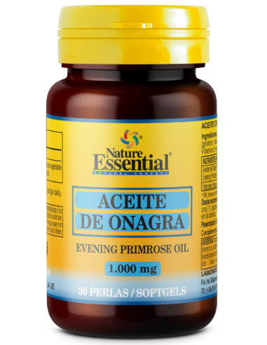 Óleo de onagra 1000 mg. (10% GLA + 5 mg. Vitamina E) 30 pérolas Nature Essential