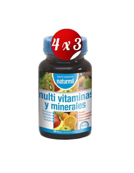 Pack 4x3 uds Multivitaminas & Minerales Perlas 30 Capsulas De Dietmed