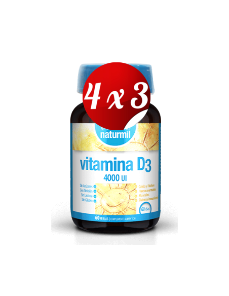 Pack 4x3 uds Vitamina D3 4000 Ui Perlas  60 Capsulas De Dietmed