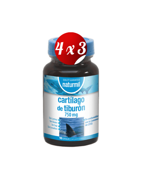 Pack 4x3 uds Cartílago De Tiburón 750 Mg  90 Capsulas De Dietmed