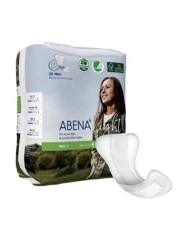 Compresa incontinencia Mini 1, 180ml, 10x22cm, 20ud de Abena
