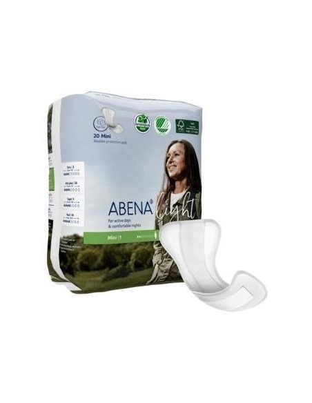 Compresa incontinencia Mini 1, 180ml, 10x22cm, 20ud de Abena