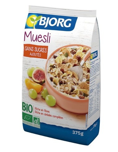 Muesli Frutas Sin Azúcar Añadido Bio, 375 G de Bjorg