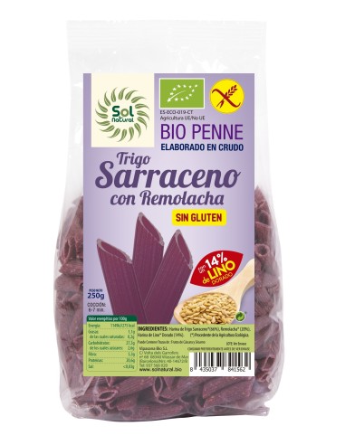 Penne T.Sarraceno Remolacha-Lino Sin Gluten Bio 250 g  de Solnatural