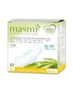 Compresas Masmi Natural Cotton Ultra Dia Alas 10Un de Masmi