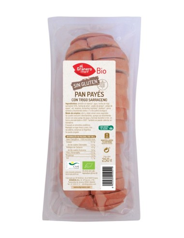 Pan Payés Con Trigo Sarraceno Sin Gluten Bio, 250 G de El Granero Integral