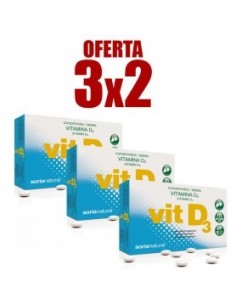 Pack 3X2 Retard Vitamina D3 48 Comprimidos de Soria Natural.