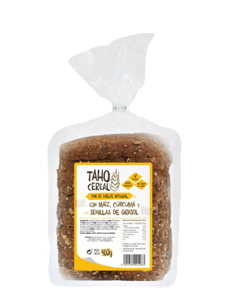 Pan De Molde Integral Con Maíz, Cúrcuma Y Pipas De Girasol , 400 G de Taho Cereal