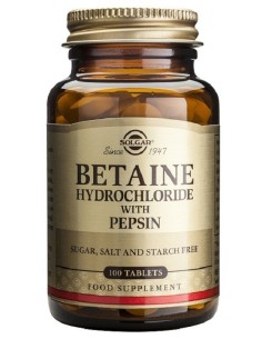 Betaina Clorhidrato Con Pepsina 100Comp. de Solgar