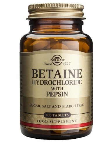 Betaina Clorhidrato Con Pepsina 100Comp. de Solgar