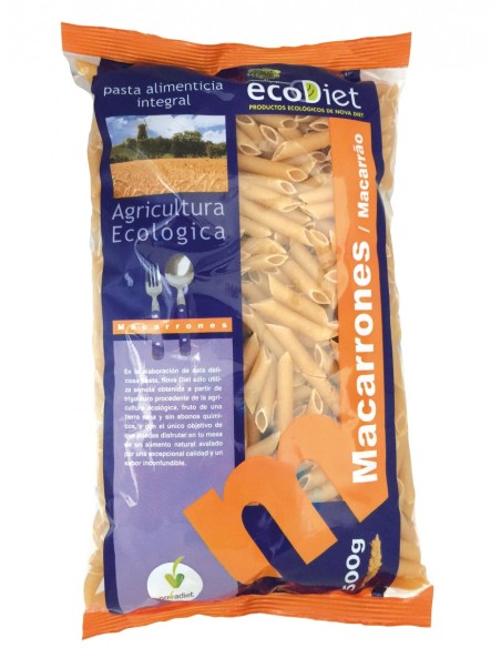 Macarrones Integrales Ecodiet Envase de 500 g. de Novadiet