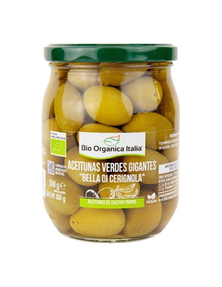 Aceituna Verde Gigante 550Gr. Bio de Bio Organica Italia