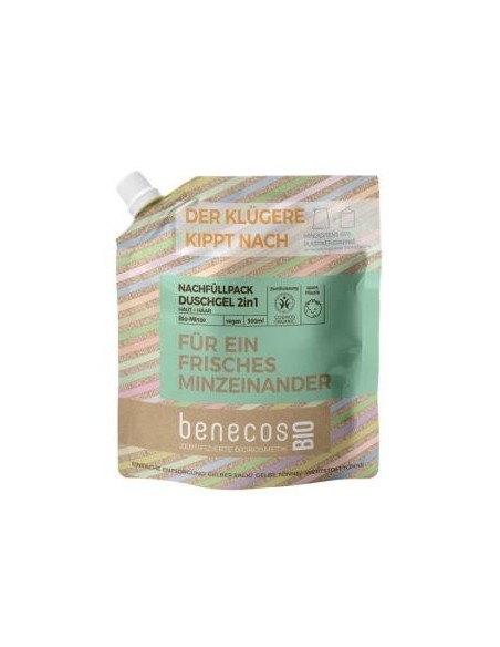 Gel De Baño 2En 1 Menta Recarga 500 Mililitros Bio Vegano Benecos
