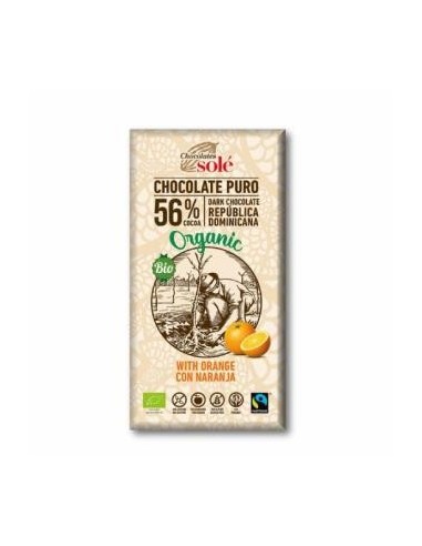Chocolate Negro 56% Con Naranja 100 Gramos Eco Chocolates Sole