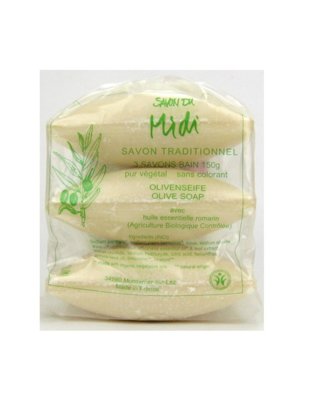 Jabon En Pastilla De Oliva-Romero 3Udx150 Gramos Bio Savon Du Midi
