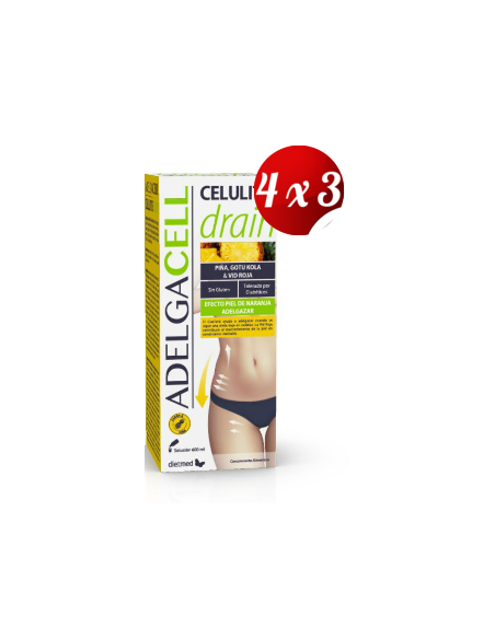 Pack 4x3 uds Adelgacell Celulite Drain Solución Oral 600Ml De Dietmed