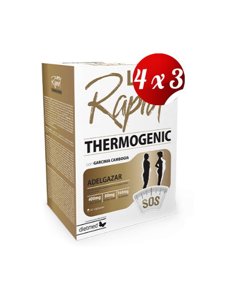 Pack 4x3 uds Liporapid Thermogenic  30 Capsulas De Dietmed