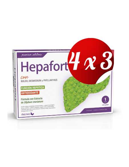 Pack 4x3 uds Hepafort  20 Ampollas De Dietmed