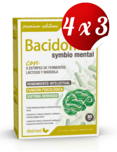 Pack 4x3 uds Bacidofilus Symbio Mental  30 Capsulas De Dietmed