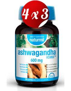Pack 4x3 uds Ashwagandha 600 Mg  30 Comprimidos De Dietmed