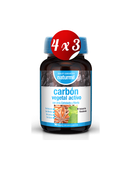 Pack 4x3 uds Carbón Activado Perlas 90 Capsulas De Dietmed