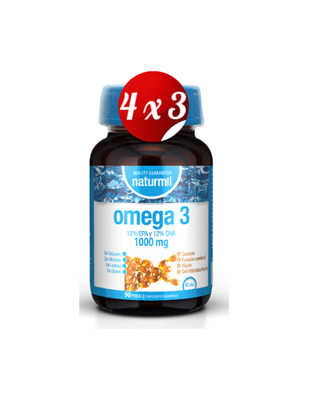 Pack 4x3 uds Ómega 3 1000 Mg 18/12 Perlas 90 Capsulas De Dietmed