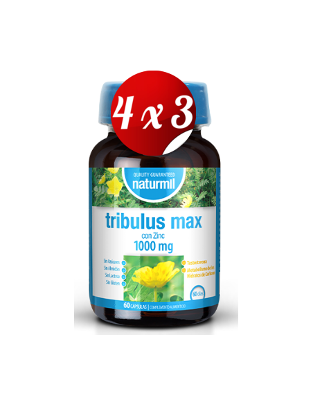 Pack 4x3 uds Tribulus Max 1000 Mg  60 Capsulas De Dietmed