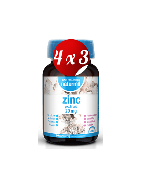 Pack 4x3 uds Zinc 20 Mg  60 Comprimidos De Dietmed