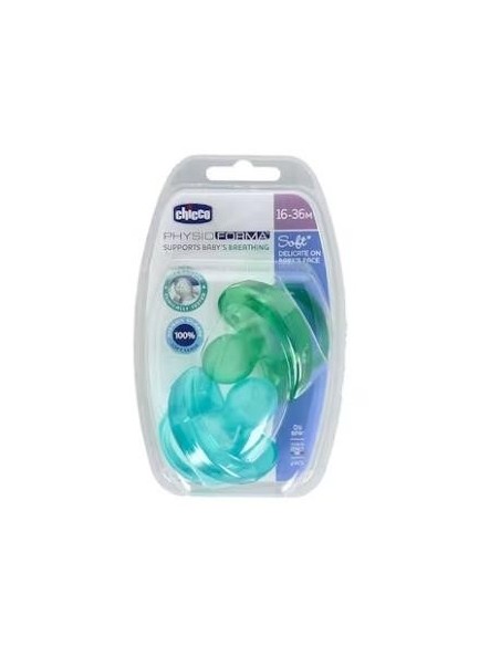 Chupete Physio Soft Silicona Anat Azul 12M +2Un Chicco