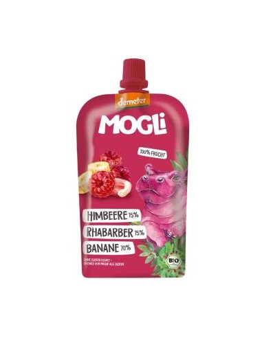 Smoothie Plátano Ruibarbo Frambuesa 6x120g Mogli Natural