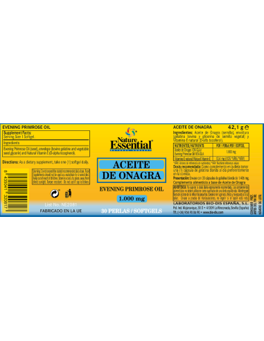 Aceite De Onagra 1000Mg. (10% Gla) 30Perlas de Nature Essential